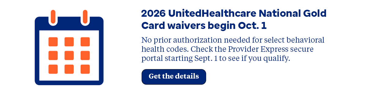 2026 UnitedHealthcare National Gold Card waivers begin Oct. 1